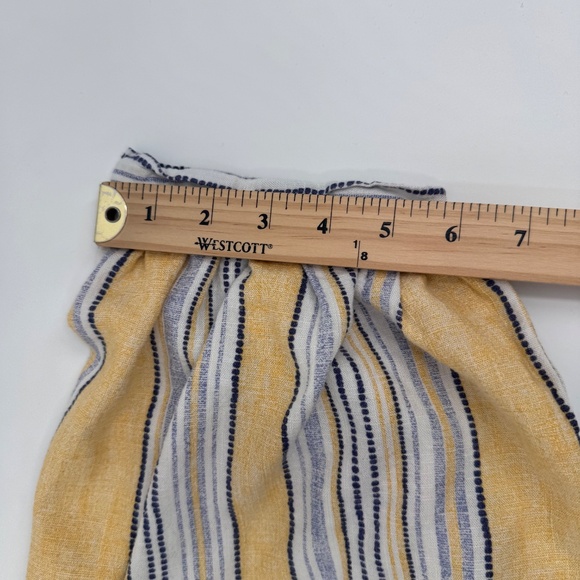 Ava James Top Women 2X Yellow Blue Striped Linen Cotton Blend Short Puff Sleeves - Picture 10 of 12